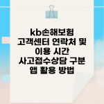 kb손해보험 고객센터 연락처 및 이용 시간 | 사고접수/상담 구분 | 앱 활용 방법