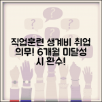 직업훈련 생계비 대부 취업 의무 조건 | 훈련 수료 후 6개월 이내 취업 | 취업 미달성 시 환수 | 취업 인정 기준