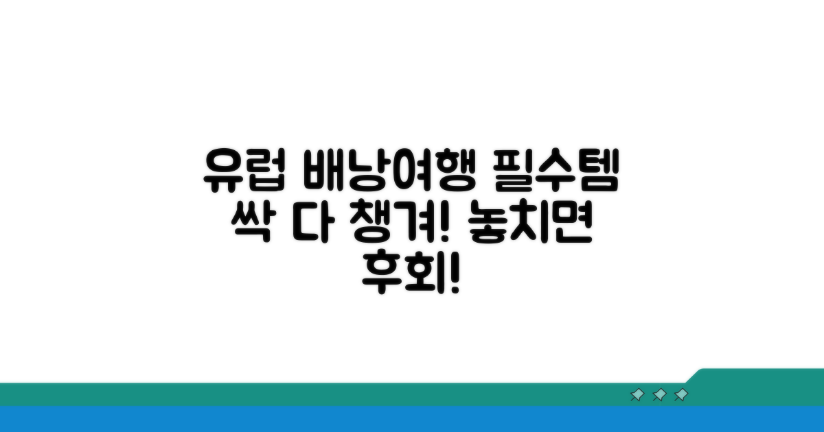 유럽 배낭여행 필수 준비물 체크리스트