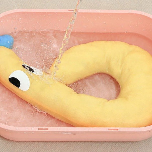 딩동펫 반려동물 물음표 코튼 애착인형 목베개, 옐로우, 1개 상세 이미지 1