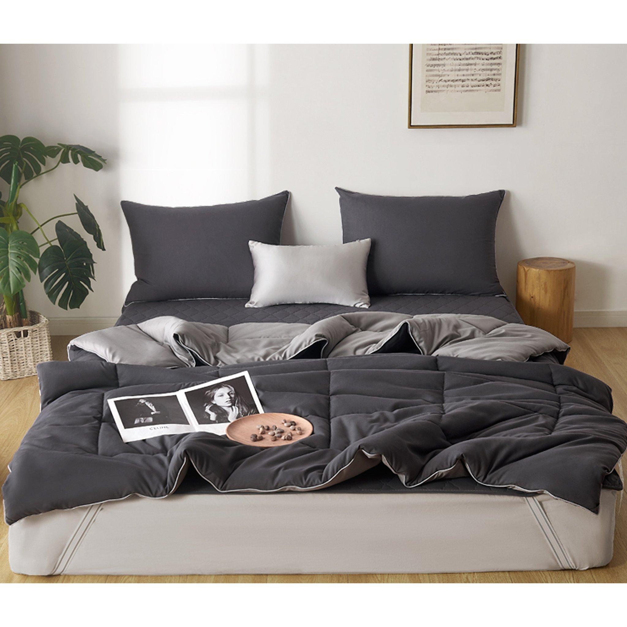 FANOBO 사계절 이불 +패드+베개커버, 그레이 + 베이지할인 상세 이미지 1