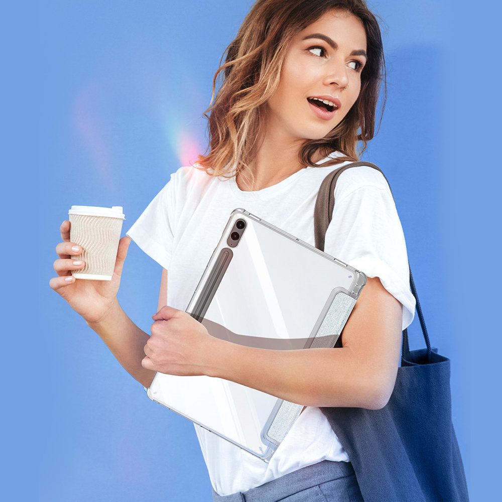 갤럭시탭 S9 FE 플러스 케이스 투명 스마트 커버 S펜 수납 유니드 블랙, 탭 S9 FE+/S9+ 상세 이미지 1