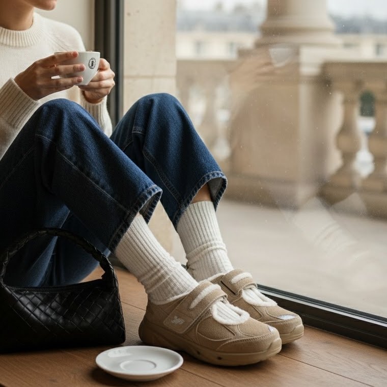 뉴발란스 윈터브리즈 방환화 양털 슬리퍼 베이지 블랙 그레이 SD2205 상세 이미지 1