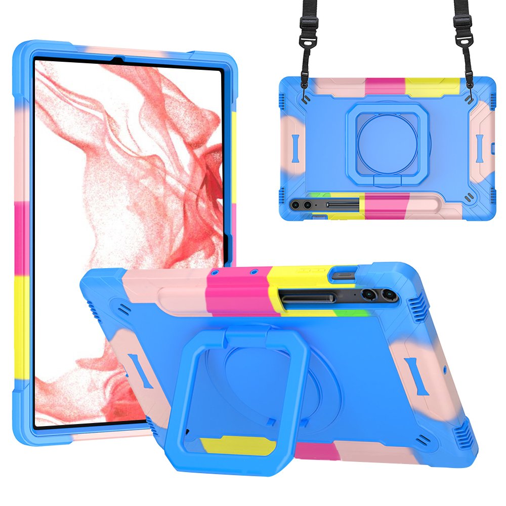 갤럭시탭 S9 FE 플러스 케이스 범퍼 회전 스퀘어 스트랩 아머 레인보우블루, 탭 S9 FE+/S9+ 상세 이미지 1