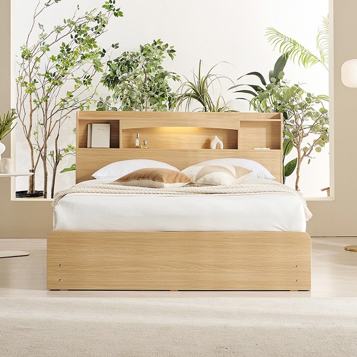 E0 보루네오 벨루카 4서랍 벙커수납형 LED 침대프레임 SS(슈퍼싱글), 오크 상세 이미지 2