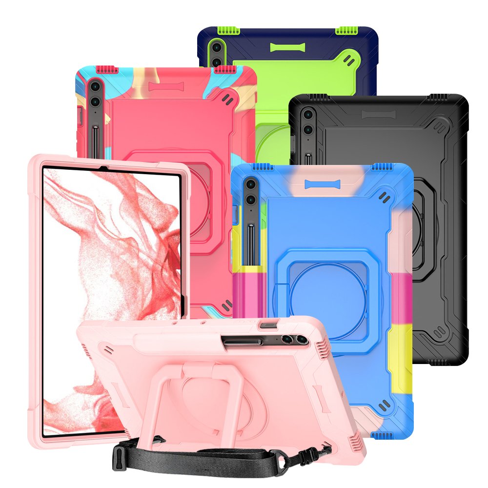 갤럭시탭 S9 FE 플러스 케이스 범퍼 회전 스퀘어 스트랩 아머 레인보우블루, 탭 S9 FE+/S9+ 상세 이미지 2