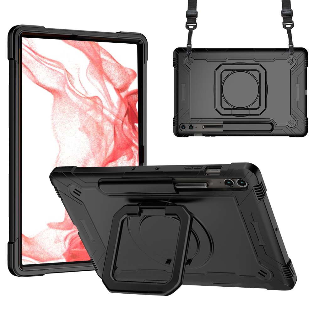 갤럭시탭 S9 FE 플러스 케이스 범퍼 회전 스퀘어 스트랩 아머 레인보우블루, 탭 S9 FE+/S9+ 상세 이미지 1