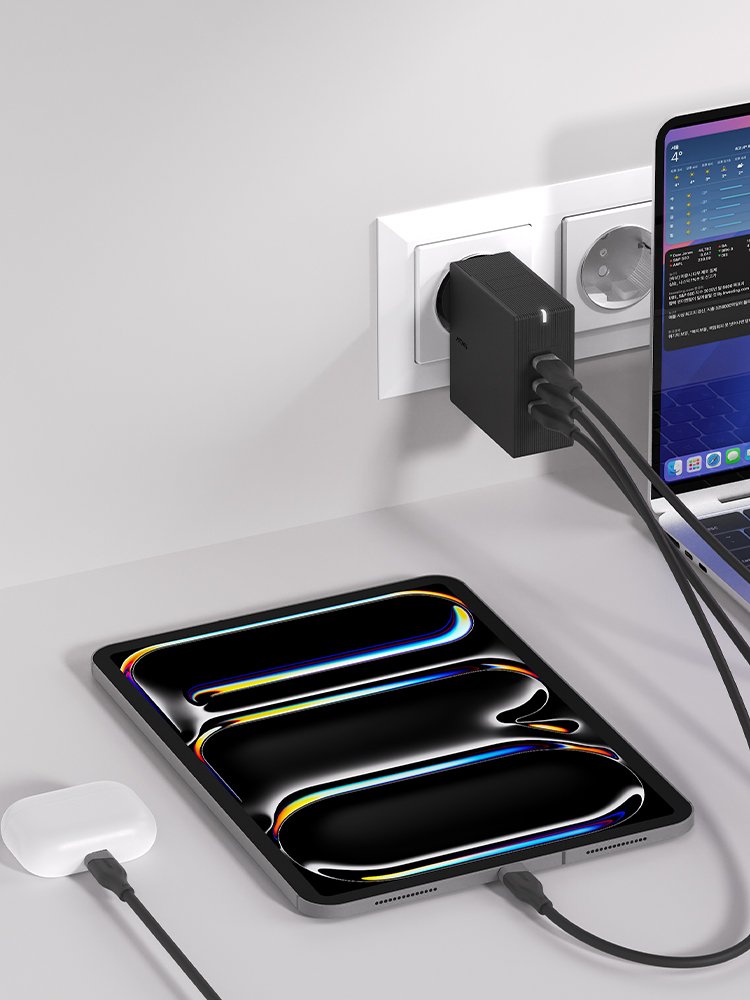 USB PD 100W 여행용 접지 멀티 초고속충전기 GT110 블랙 상세 이미지 2