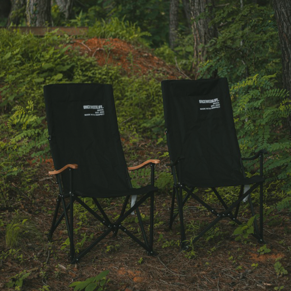 원스위크라이프 캠핑 접이식 경량 롱 릴렉스 체어 특대, 블랙프레임+원목 / 베이지, 1개 상세 이미지 2